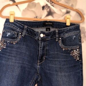 WHBM slim crop jeweled denim size 8 slim